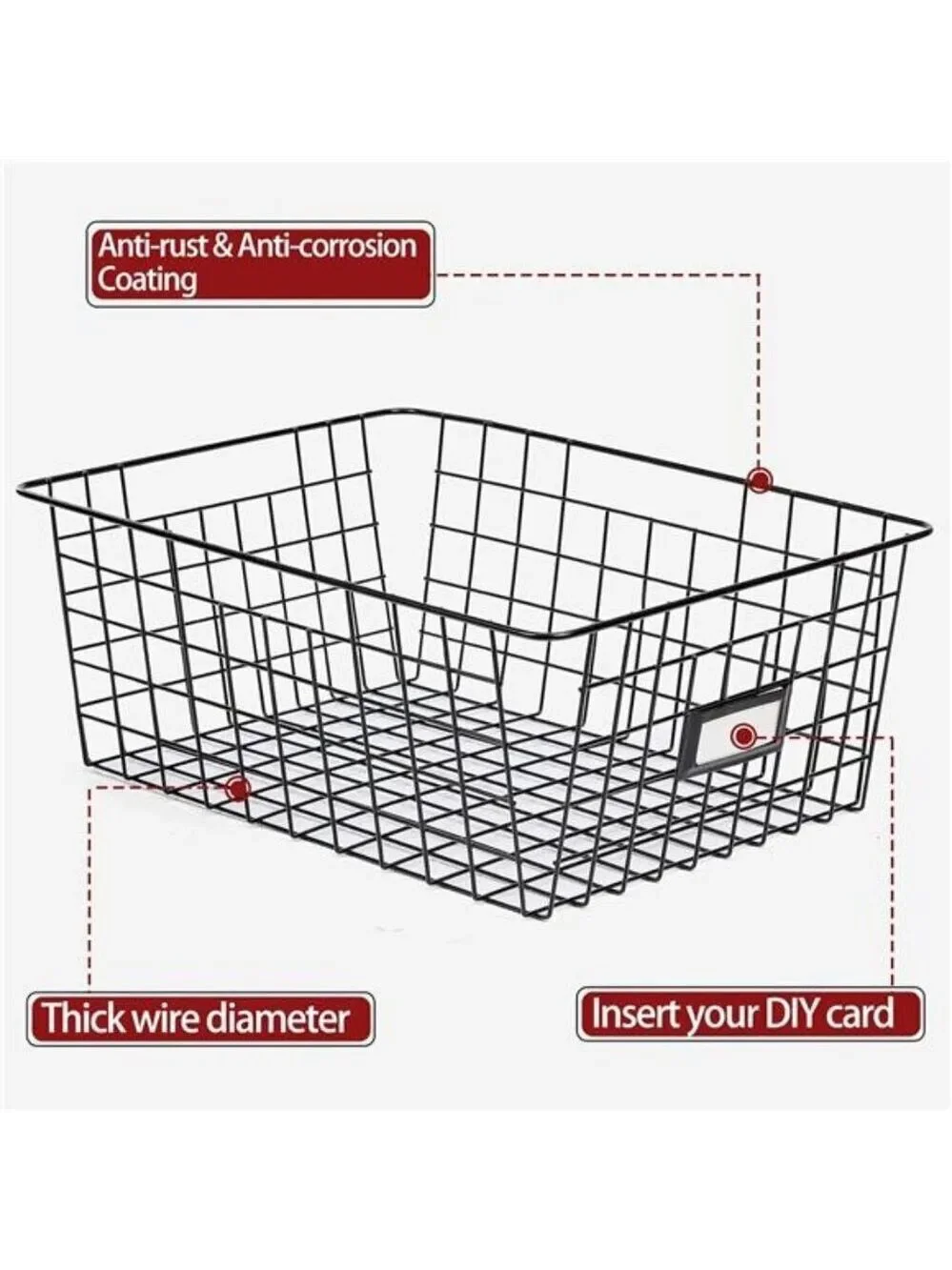 Wire Storage Baskets Set of 6 Kitchen Pantry Organizer Bathroom Cabinet Shelf